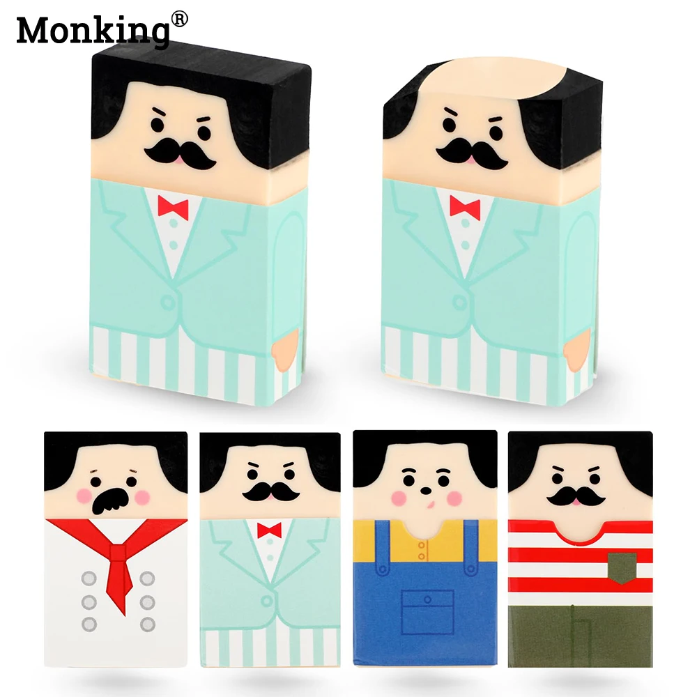Monking 1/4Pcs Fun Balding Uncle Erasers Pencil Erasers for Kids Students Office School Supplies Art Stationary