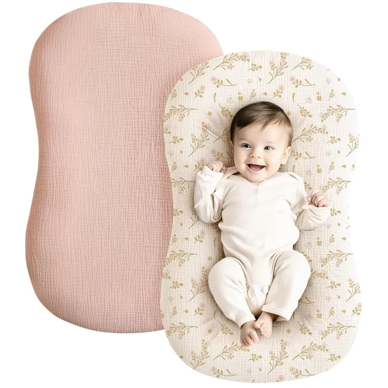 Simplicity Solid Color Newborn Lounger Cover Soft Cotton Pillow Cases for Toddler Portable Infant Baby Bedding Crable Cover