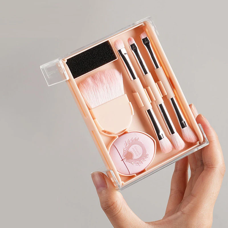 Z. 5pcs Makeup Brushes Set Foundation Contour Eyeshadow Blush Brush Powder Puff Portable Cosmetic Brushes Travel With Box