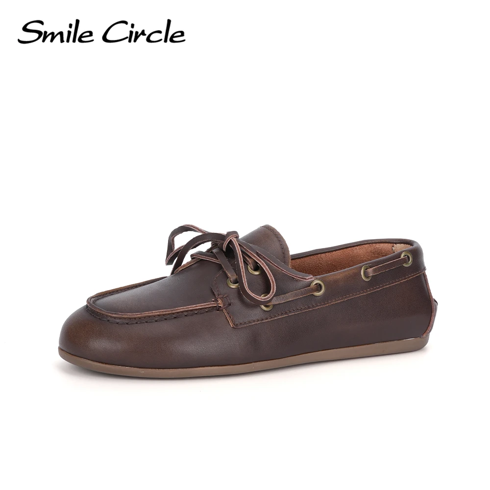 Genuine Leather Boat Shoes Women Flats Classic Moccasin Style for Everyday Comfort