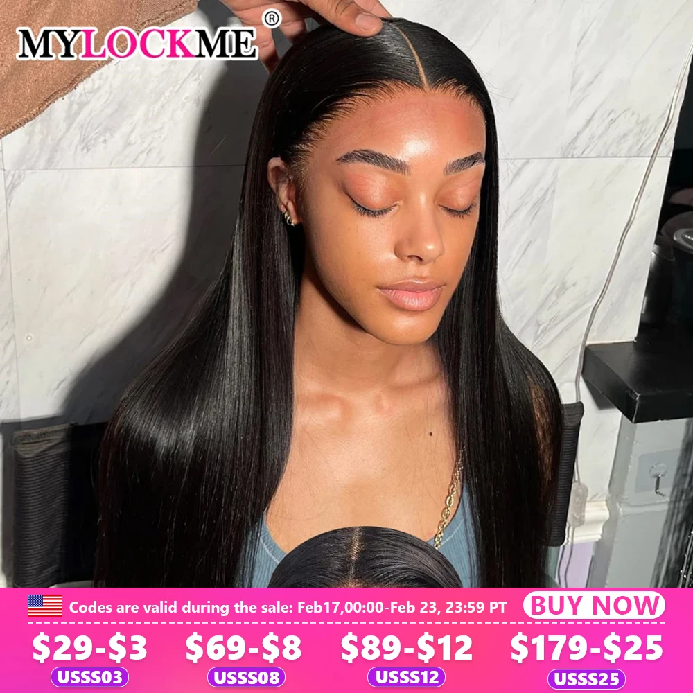 MYLOCKME Wear Go Glueless Wig Brazilian Straight 6x4 5x5 9x6 7x5 Lace Closure Wig Human Hair Ready To Wear Pre Cut Pre plucked
