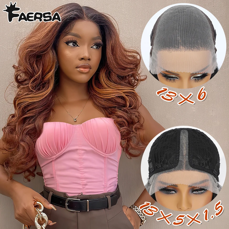 Latisha 13X6 HD 13X5X1 Synthetic Lace Front Wigs Curly Pre Plucked Lace Frontal Wig with Bangs for Women Highlight with Babyhair