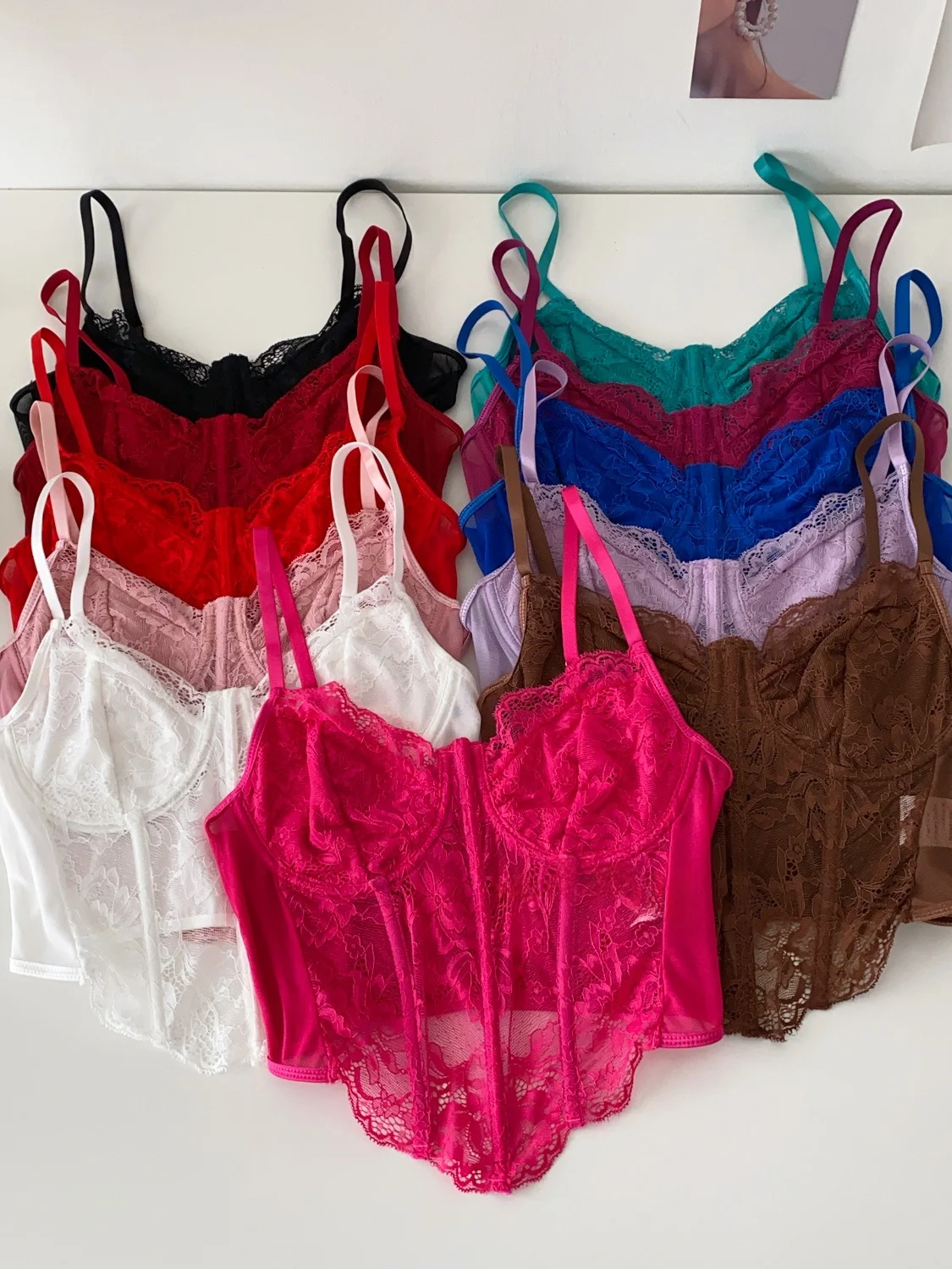 Sexy Lace Splice Fibone Slimming Crop Top Women's Summer Pure Desire Sle Strap Vest Commute Sle Regular Length Svel