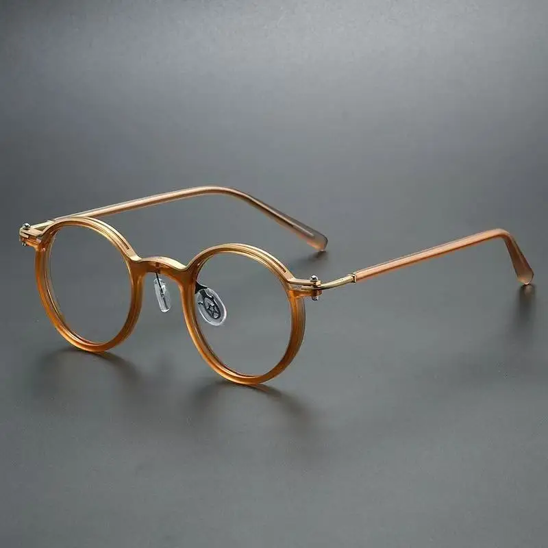 New Retro-style Eyeglass Frames, Fashionable Punk Round Metal Anti-blue Light Non-prescription Glasses for Men and Women