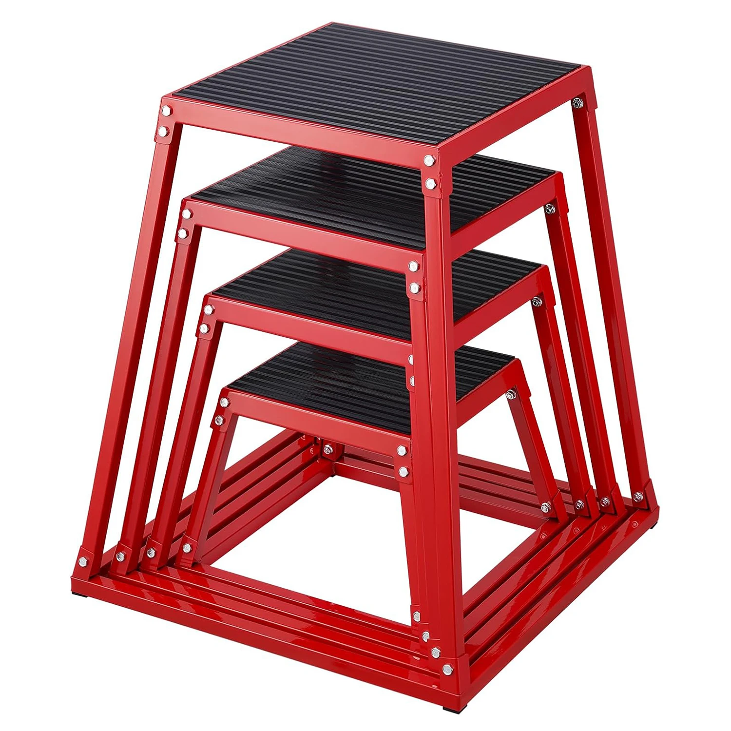 Metal Plyometric Jump Box, Steel Plyometric Platform Jumping Box Stool with Anti-Slip Top 12/18/24/30 Inch for Home Gym Training