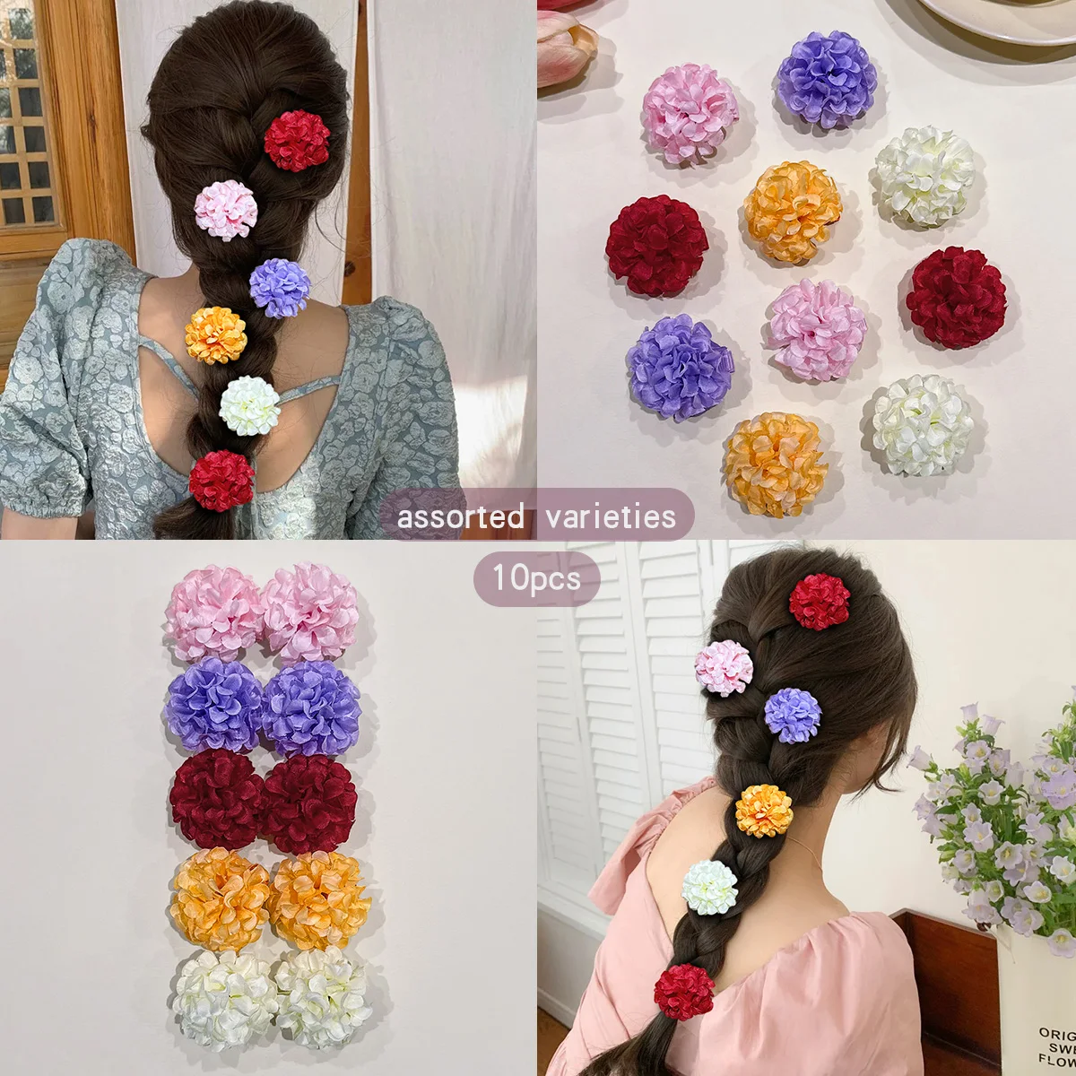 10 Sweet, Minimalist, Fashionable, Colorful, Random Flower Hair Clips