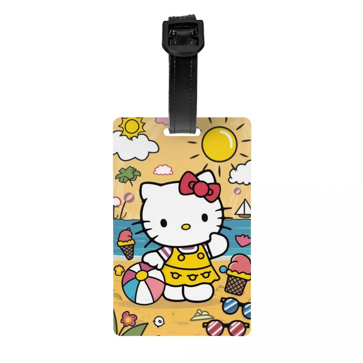 Custom Funny Kitten-Cats Luggage Tag With Name Card Manga Cartoon Privacy Cover ID Label for Travel Bag Suitcase