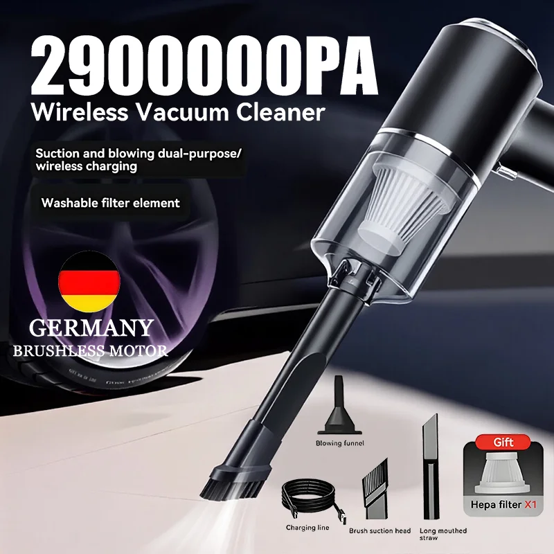 2900000 PA Car Vacuum Cleaner USB Charging Powerful 4 in1 Clean Machine Wireless Blowing Suction Portable Vacuum Cleaner 2026