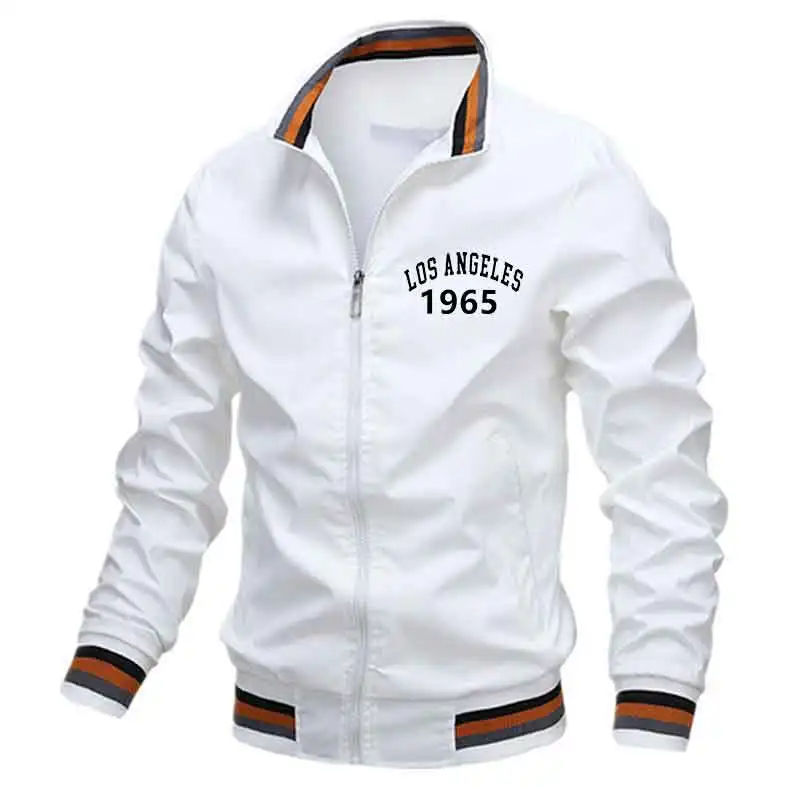 Fashion slim fit Men jacket Print 1965 Autumn Zipper Windproof Coat New Sports Male Europe United States Casual Trend Outerwear