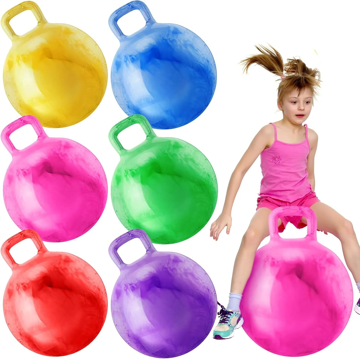 22" Hopper Ball Bouncing Jumping Hopping Ball Bouncy Ball with Handle Exercise Bounce Toys for Outdoors Sports School Games