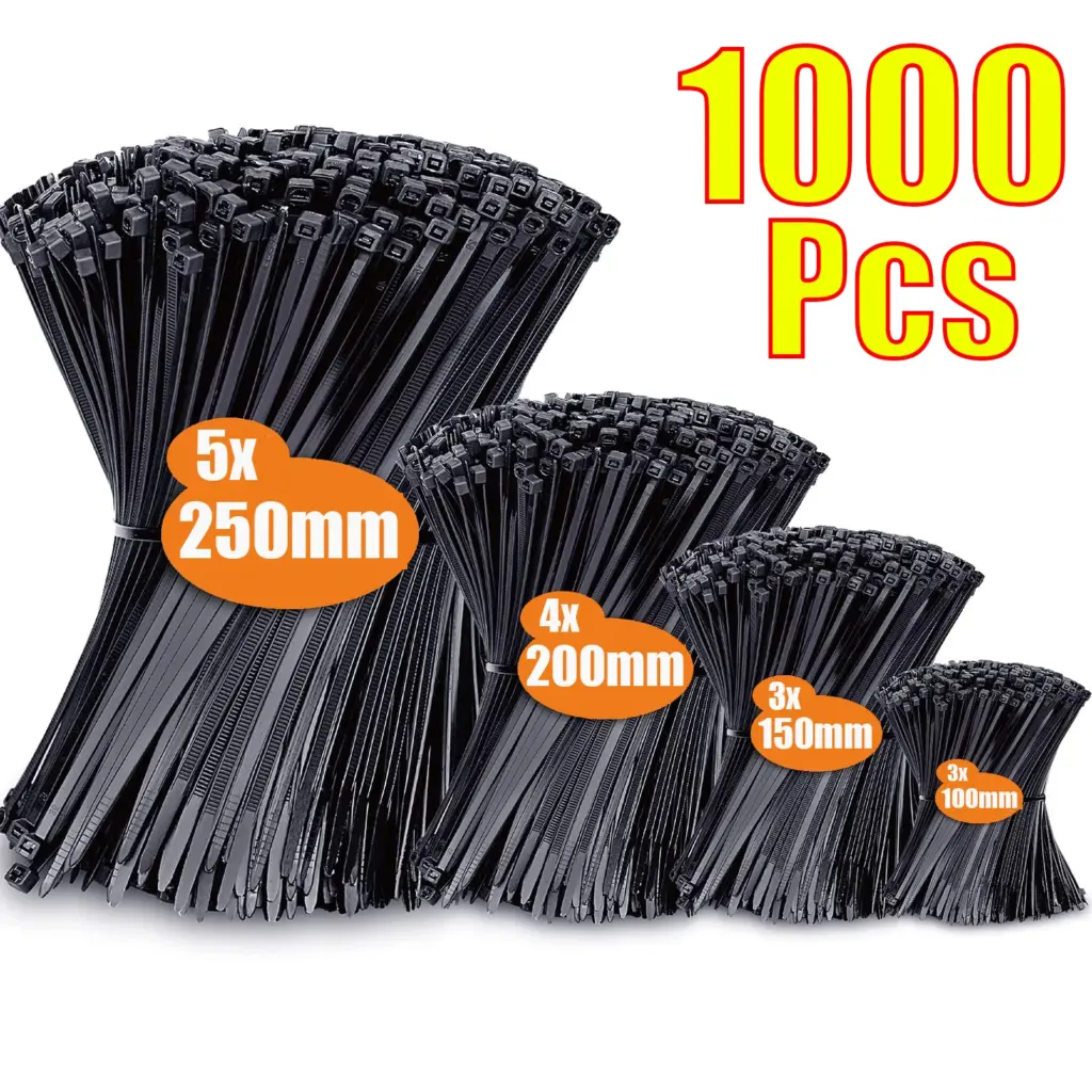 1000/100PCS Nylon Cable Ties Self-locking Cord Ties Straps Adjustable Cables Fastening plastic clamp Heat Resistant Wire Zip Tie