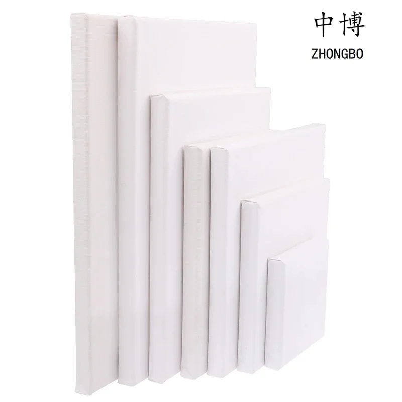 2Pcs ZhongBo White Blank Square Artist Canvas For Oil Painting On Canvas, Acrylic Watercolor Oil Paint With Wood Frame As Primer