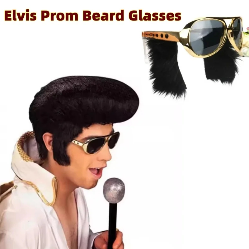70s Disco Party Elvis Prom Funny Glasses Cosplay Novelty Gold Sunglasses Funny Beard Glasses Beard GlassesCarnival Accessories