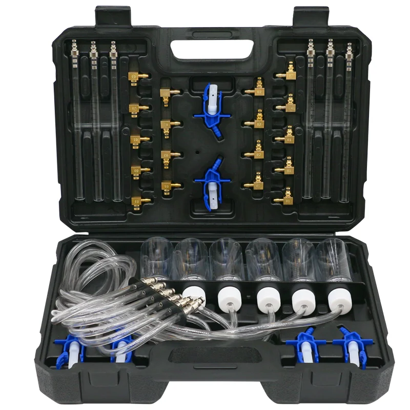 Diesel engine injector flow meter test kit 6-cylinder common rail adapter leak diagnosis kit