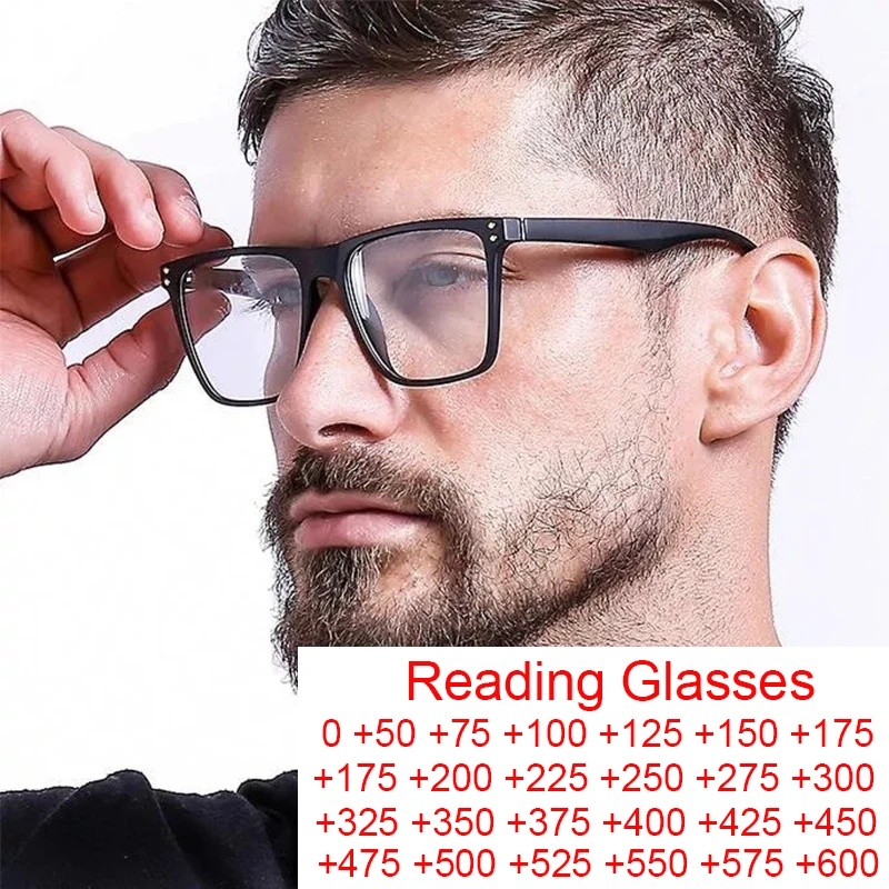 TR90 Men Reading Glasses Ultralight Presbyopic Eyewear Eye Protection Computer Eyeglasses 0 to +6.0 Square Blue Light Glasses