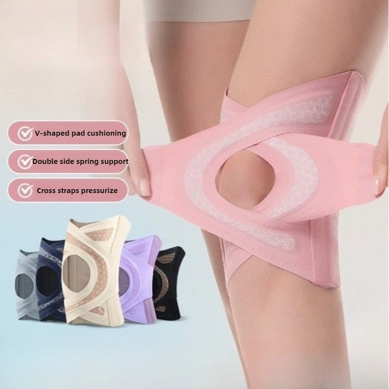 Thin Cross Sports Knee Brace Meniscus Protection Knee Support for Running Fitness Tennis Sports Non-Slip Compression Knee Sleeve