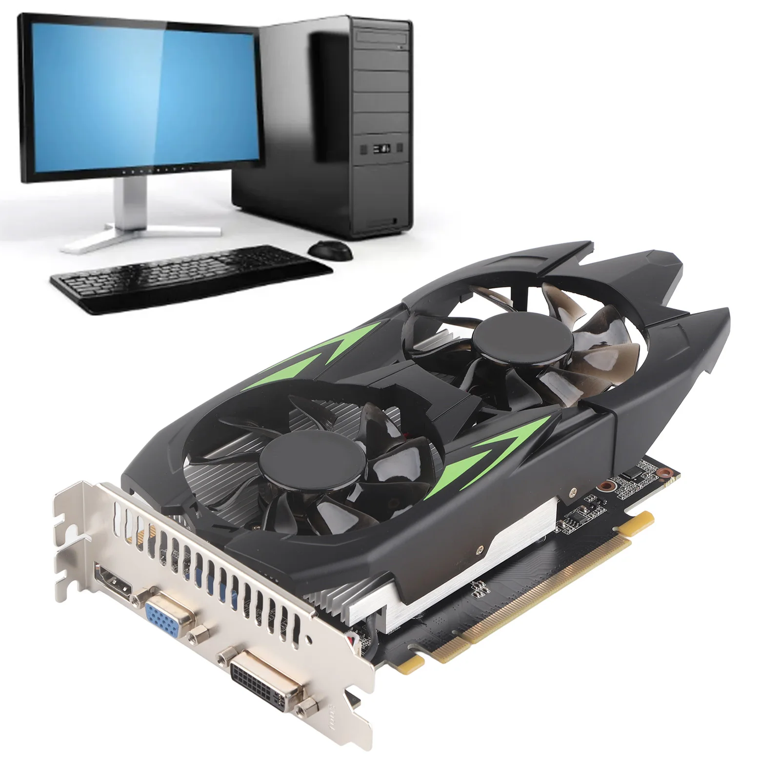 4G Gaming Memory Card GTX1050TI Graphics Card GTX1050TI Graphics Card with Cooling Dual Fans Desktop PC HD 4G Gaming Memory Card