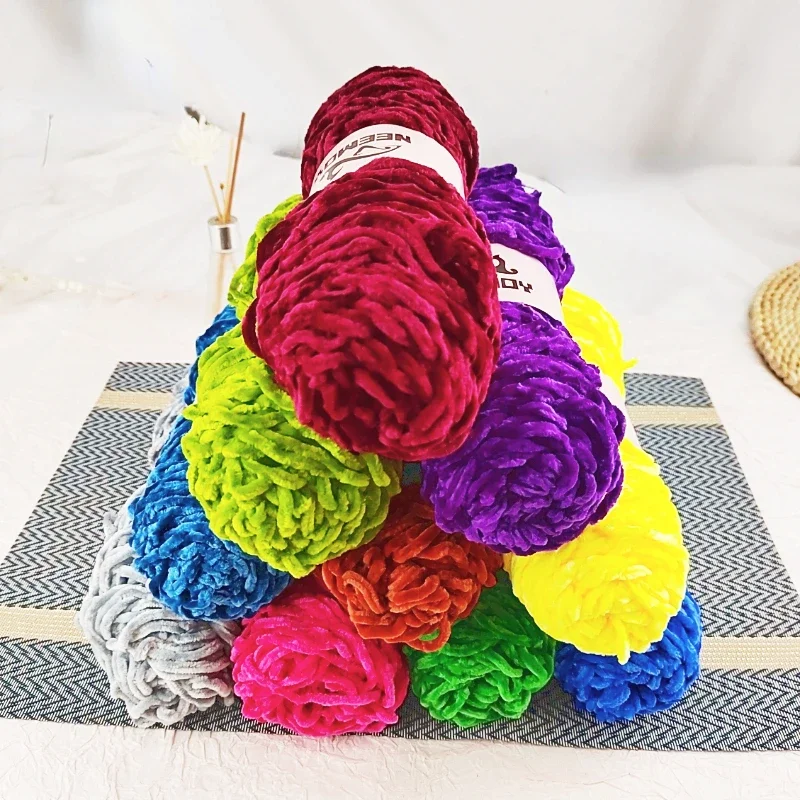 100g Chenille Yarn Medium Thickness Hand Woven Thread Crocheting Weaving DIY Material for Hats Shoes Scarves Bags Knitting Wool