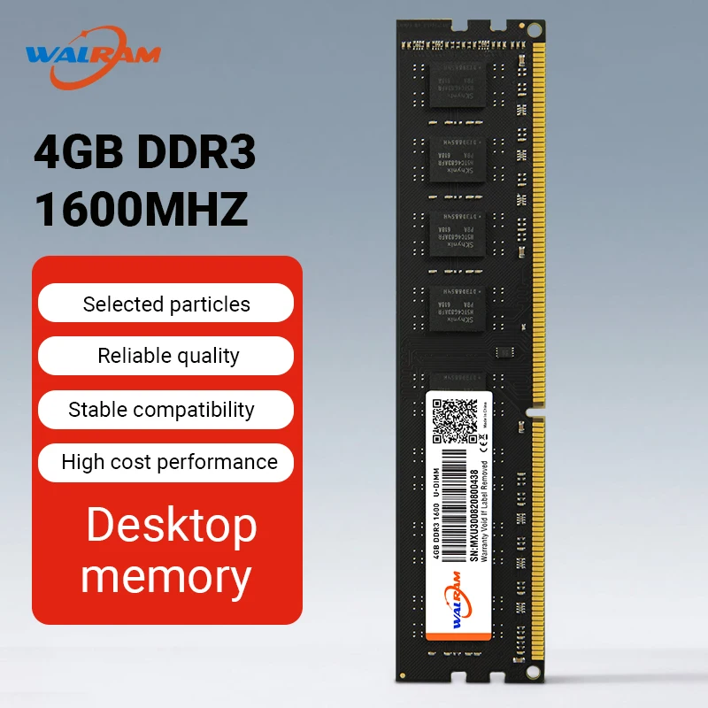 Walram DDR3 1600MHz Memoria Ram DDR3 8GB Ram DDR 3 4GB 1600 MHz 1.5V PC3 CL11 240Pin Udimm Internal Memory For PC Desktop