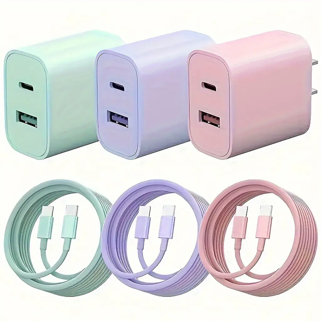 "Dual fast" 20W USB C fast Charger Block Dual Port Power Adapter with 6FT Cable Type C Fast Charging Set for iPhone 15 Series i