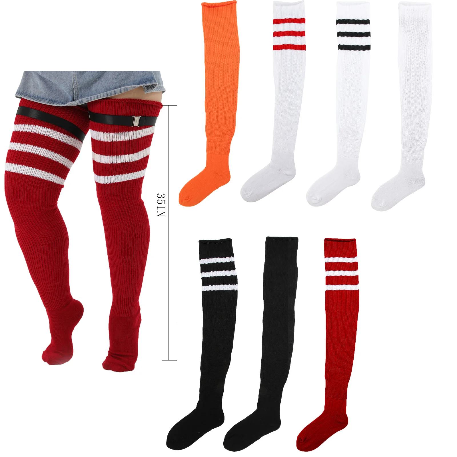 Plus Size Over The Knee Socks for Women Fat Oversized Thigh High Striped Leg Warmers Long Stockings 1 Pair