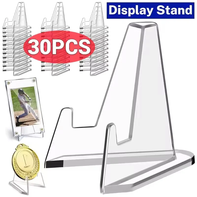 1-30PCS Clear Acrylic Coin Display Stand Holders Small Easel Rack Trading Card Holder Support for Kpop Idol Card Organizer