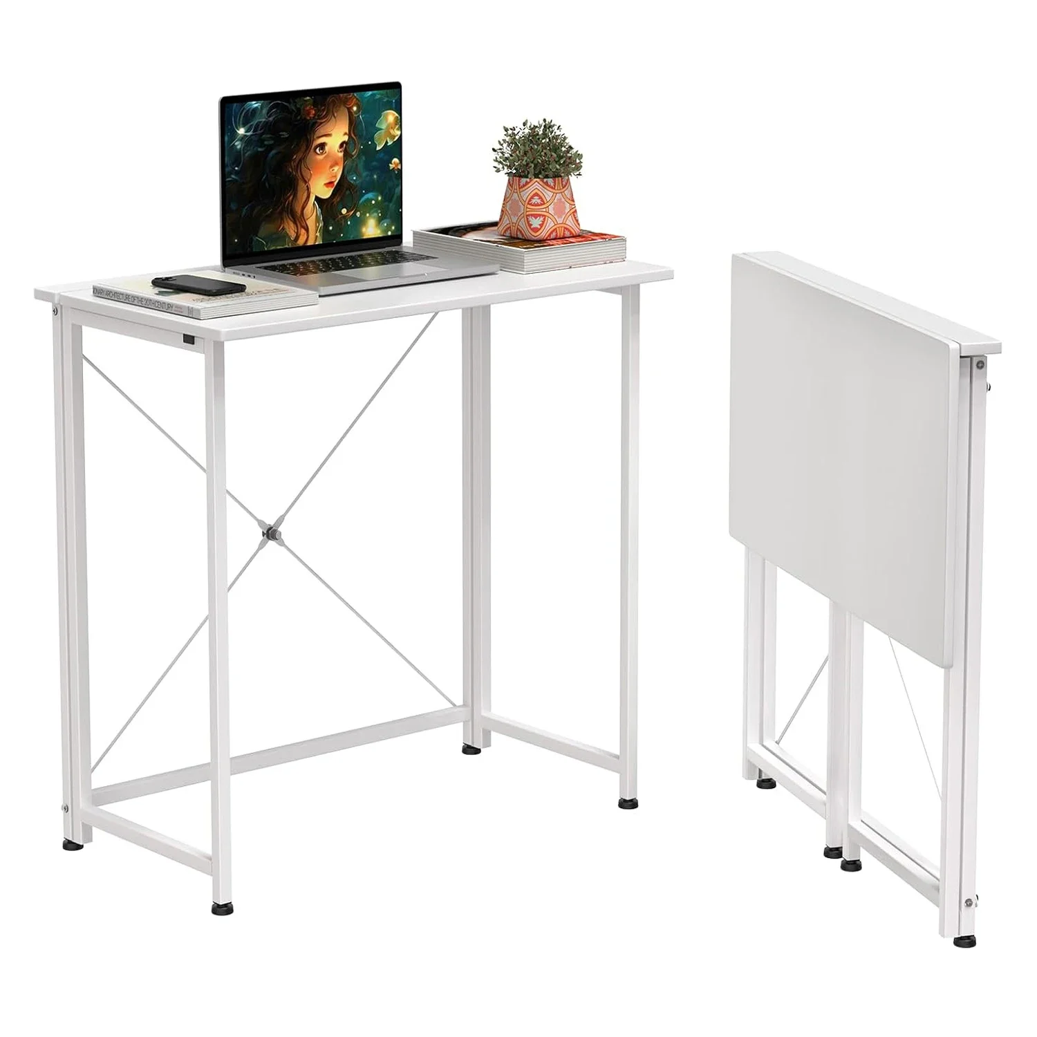 Folding Desk Small Foldable Desk for Small Space, 31.5 Inches Writing Computer Desks in Study, Home Office Foldable Office Desks