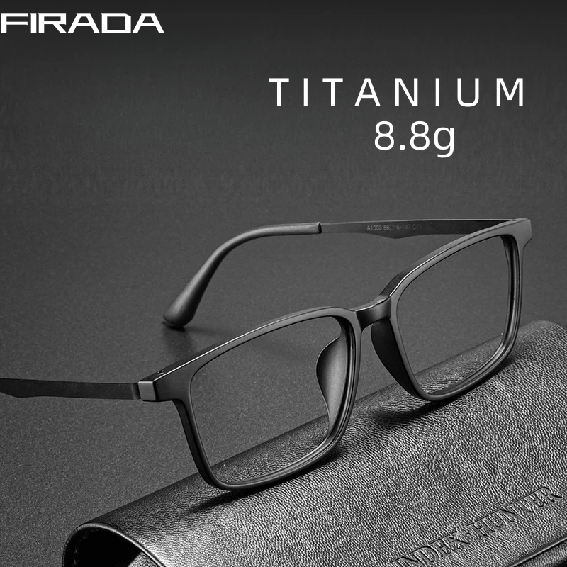 FIRADA Fashion Comfortable Glasses Retro Business Titanium Eyewear Square Optical Prescription Eyeglasses Frame For Men A1003