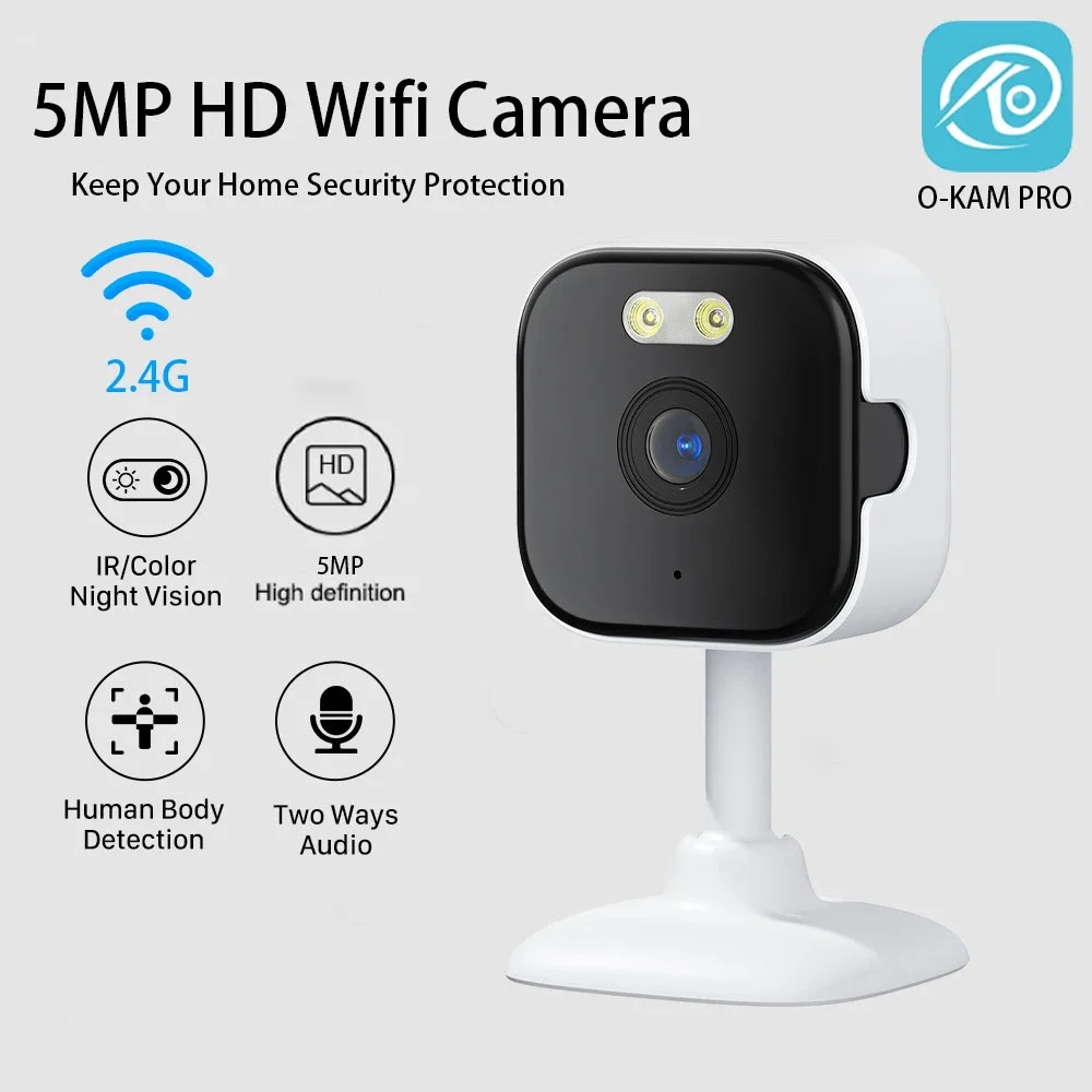 5MP HD Wifi Security Camera Mini Indoor Home Surveillance Camera Night Vision Two Ways Audio Human Detection O-KAM 2MP IP CAM