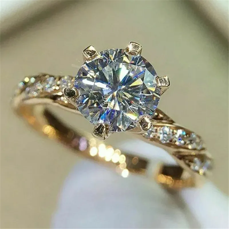 Luxury Women Wedding Rings Sparkling Cubic Zirconia Engagement Rings for Lover Fashion Jewelry