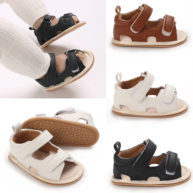 Boys' Summer Breathable Sandals Solid Color Low Cut Walking Shoes Children's Walking Shoes Adjustable Children's Shoes Sandals