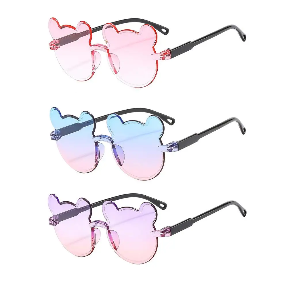 Fashionable New Outdoor Travel Skiing Sunglasses for Boy Girl Children Rimless Casual Sunglasses Cartoon Bear Sunglassess 2026