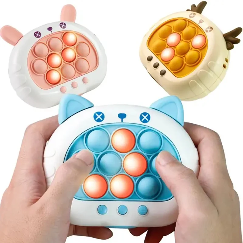 3 Colors 1 pcs Electronic Pop Quick Push Bubbles Game Machine Kid Cartoon Fun Squeezing Toys Anti Stress Sensory Bubble Toy Gift