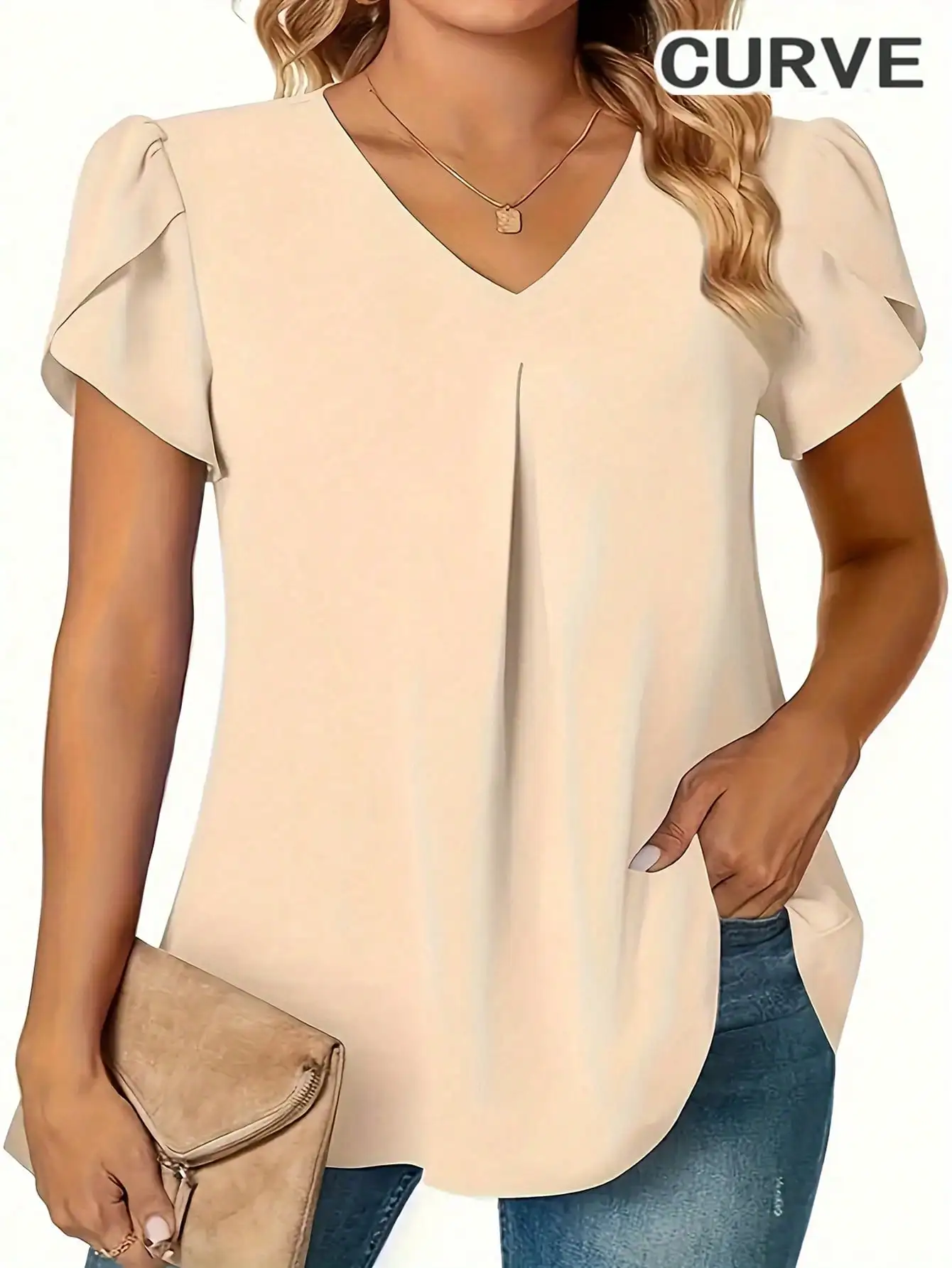 Plus Size 0XL-5XL Women V-neck Fashion Solid Color Shirt Blouse Ladies Casual Loose and Simple Long Sleeved Shirt