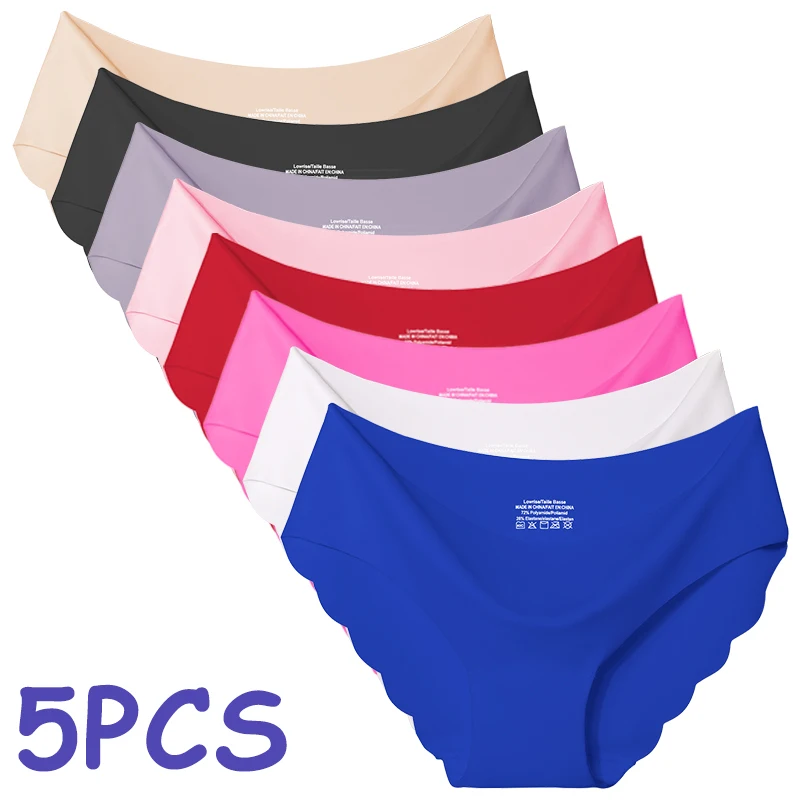 5PCS S-2XL Women Seamless Panties Plus Size Ultra-thin Briefs Solid Comfort Underwear Sexy Lingerie Low-Rise Female Underpants