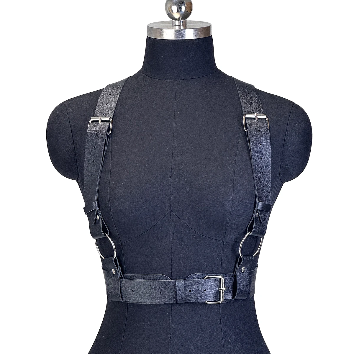 Women Fashion PU Leather Harness Waist Belt Punk Studded Decorative Harness Straps Suspenders Gothic Clothing Accessorie