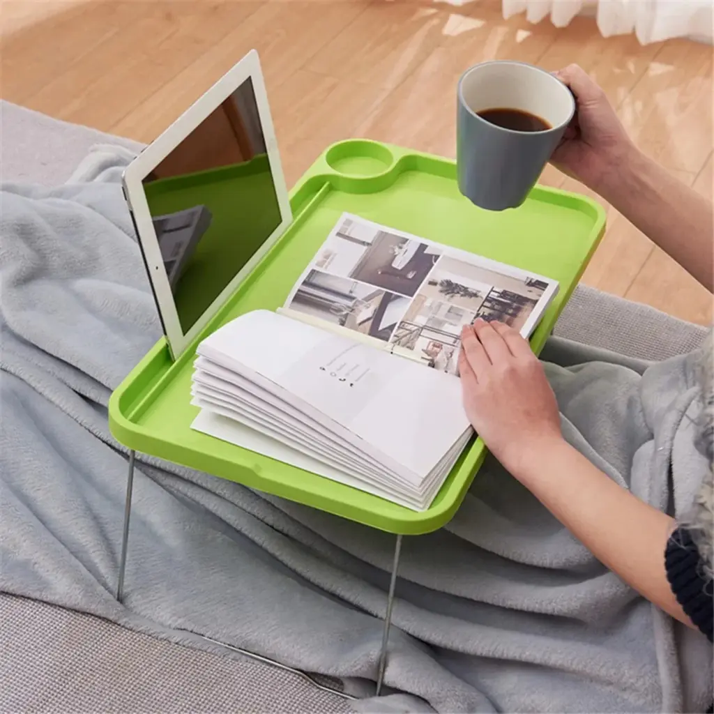 Foldable Laptop Bed Table Lap Desk Portable Multi-Function Stable Tray Dining Table With Cup Slots Household And Dormitory