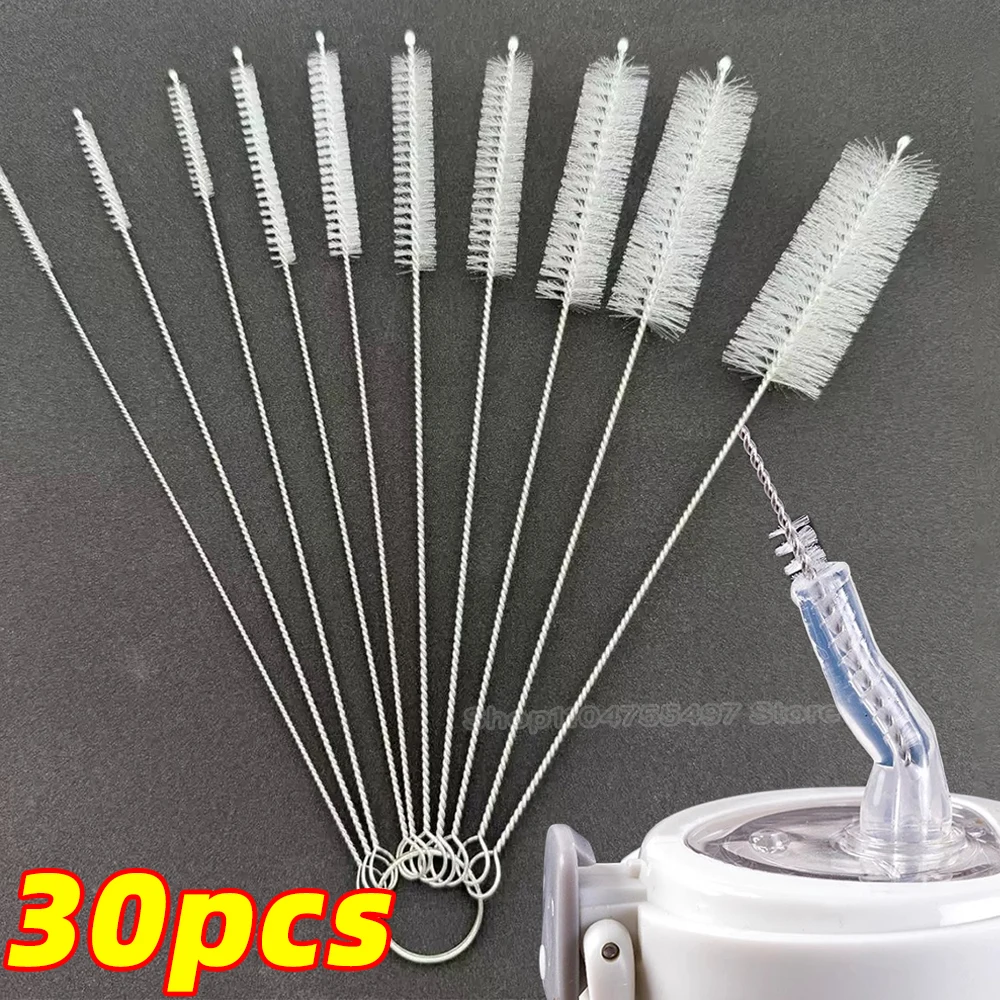 Long Straw Brush Set Nylon Long Handle Pipe Tube Cleaner Multi-use Cup Bottle Crack Cleaning Brushes Kit Household Clean Tools