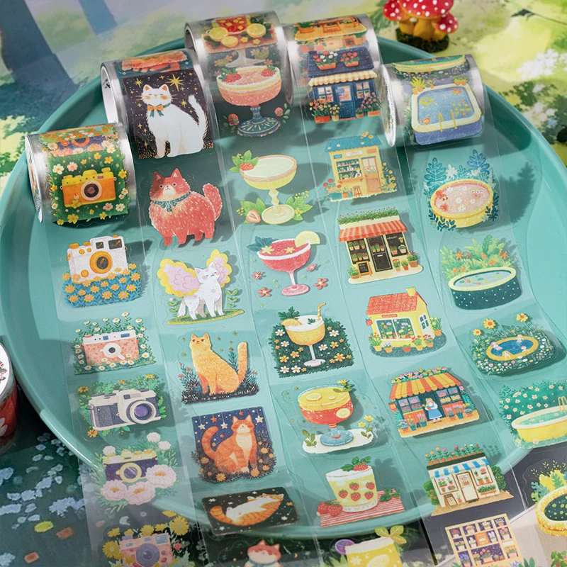 Journal GO 4x200cm Decoration Adhesive Tape Graffiti Garden PET Tape Stickers Collage Junk Journal Scrapbooking Masking Tape