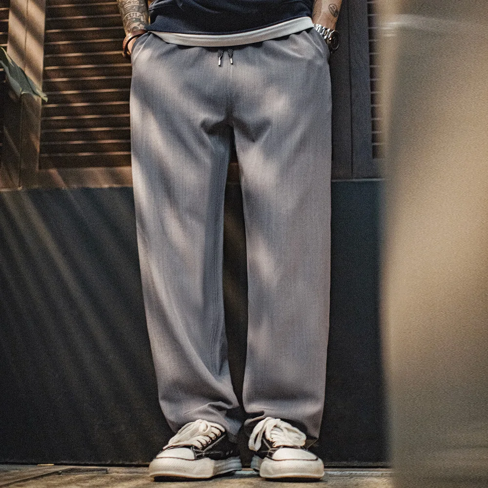 Maden Men's CleanFit Dress Pants Solid Color Lightweight Office Trousers with Elastic Waist Timeless Tailored Suit Pants Casual