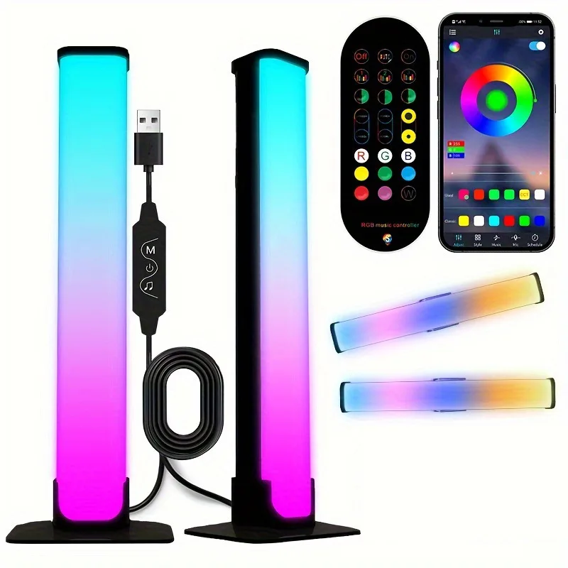 Smart LED Light Bars RGB Smart 16 Colour Remote Music Sync Gaming Lights Rhythm Ambient Pickup Lamp Mood Lighting