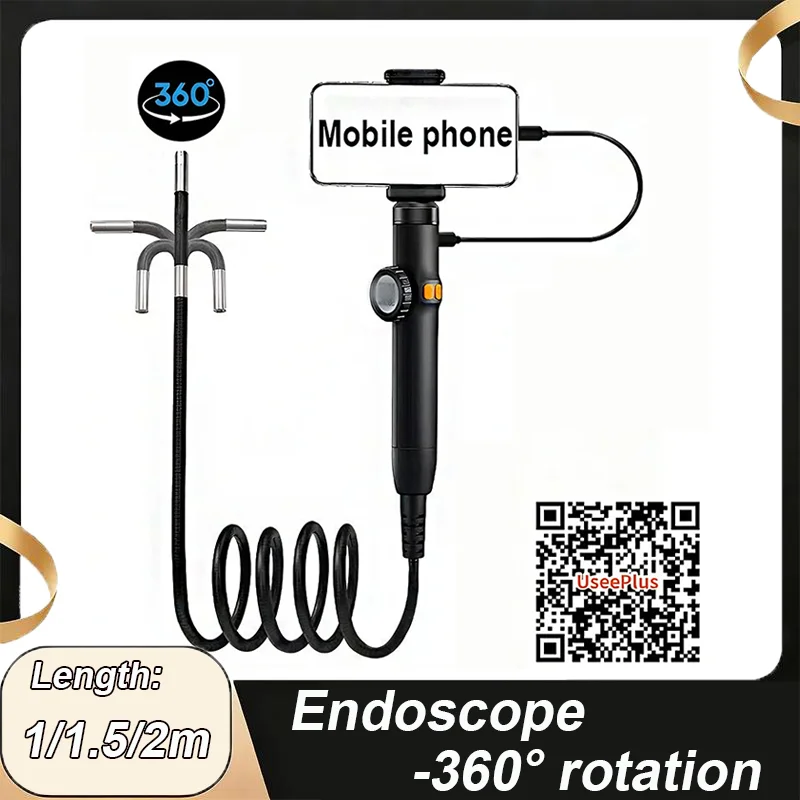 Two-Way 360 ° Rotating Borescope, 1080P Camera, endoscope with Light, 6mm Waterproof Probe, Endoscope with Android/iOS Phone