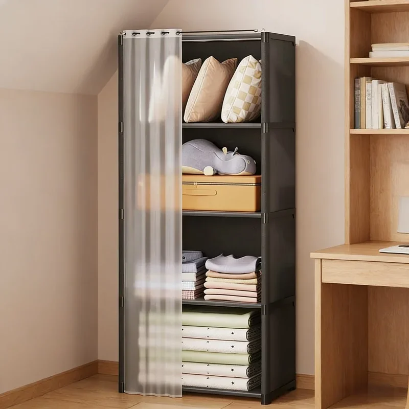 Rental House Hanging Wardrobe Simple Assembly Multi Layer Storage Shelf Dustproof Household Storage Cabinet for Home Daily Use