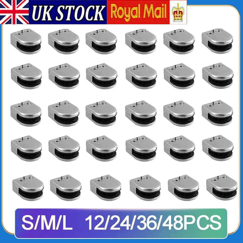 12X Glass Clamp Stainless Steel 304 Clip Flat Back Bracket For Balustrade 6-12MM