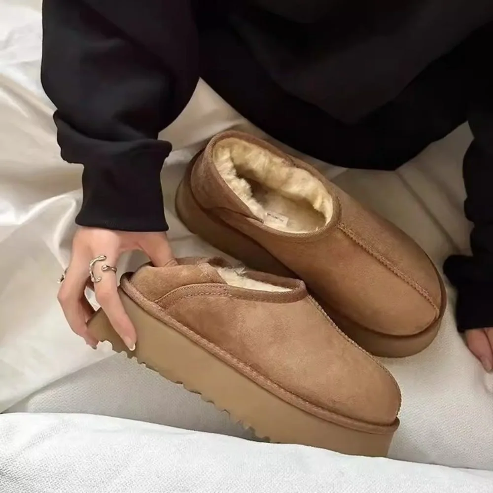 Women's Single Boots Winter New Thick Soled Frosted and Fleece Thick Snow Boots Comfortable Warm Wear-resistant Cotton Boots