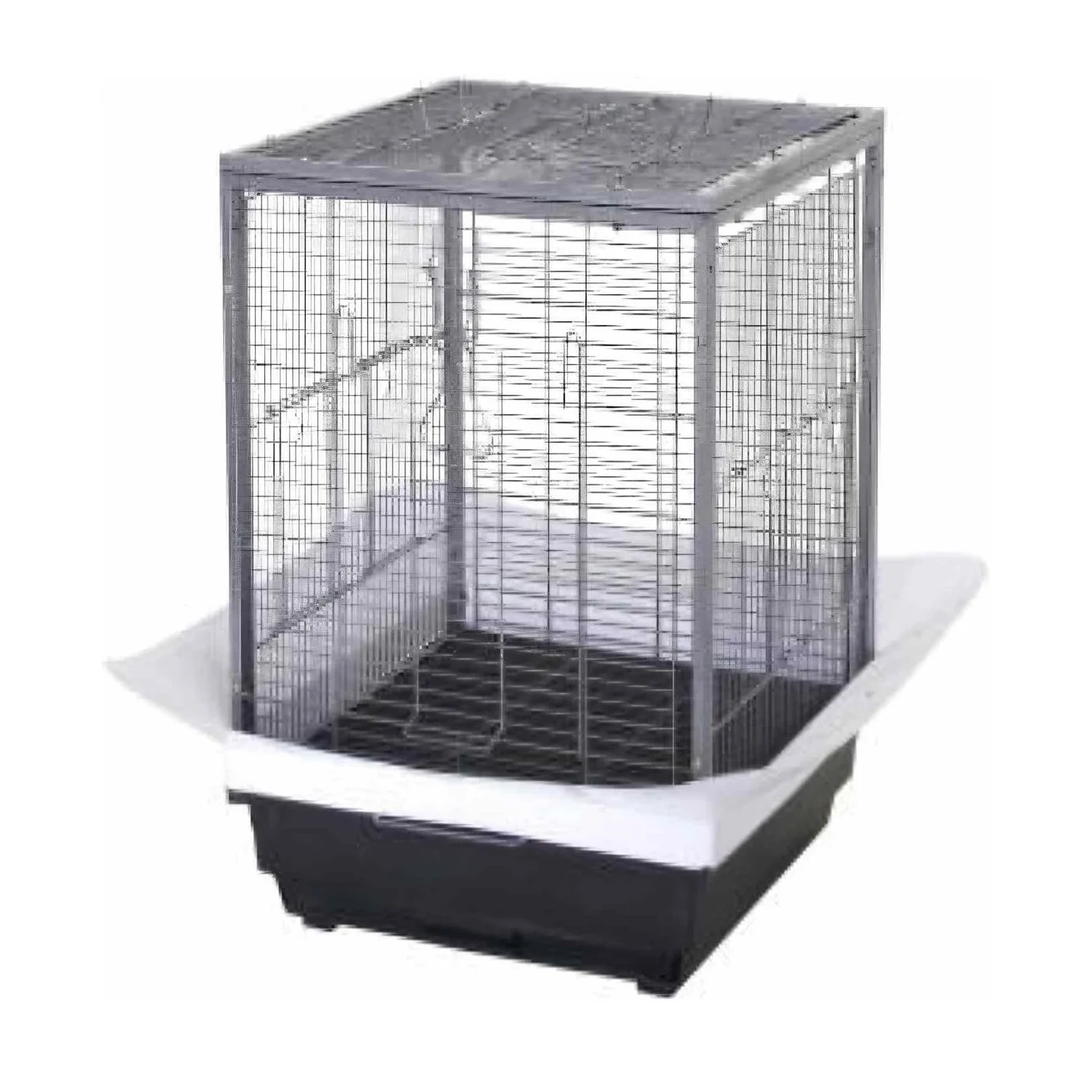 60cm Metal Parrot Cage with Slide-Out Tray and Handle Bird Cage for Parrot Cockatiels Budgies Finch Lovebirds Pigeons, Black