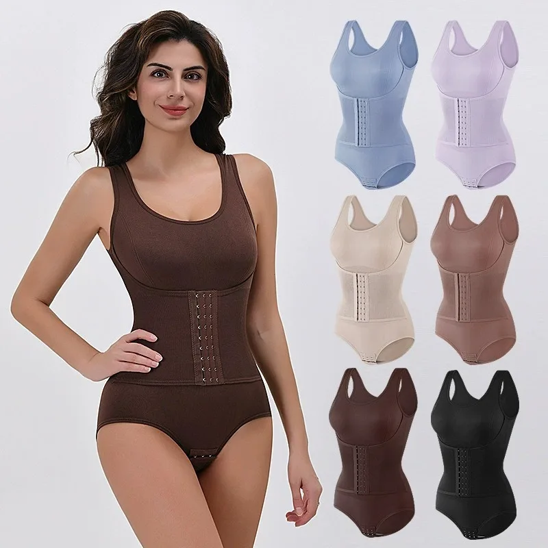 2025 New Bodysuit Shapewear with Zipper Belt Women Tummy Control Fajas Body Shaper Waist Trainer Slimming Cincher Corset Tops