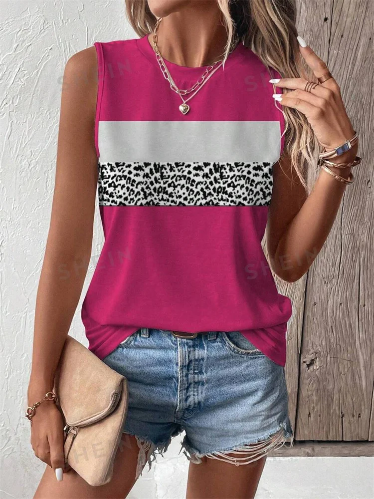 2026 New Striped Print Women's Elegant Tank Top Summer Street Fashion Tank Top Everyday Casual Women's Sleeveless T-shirt