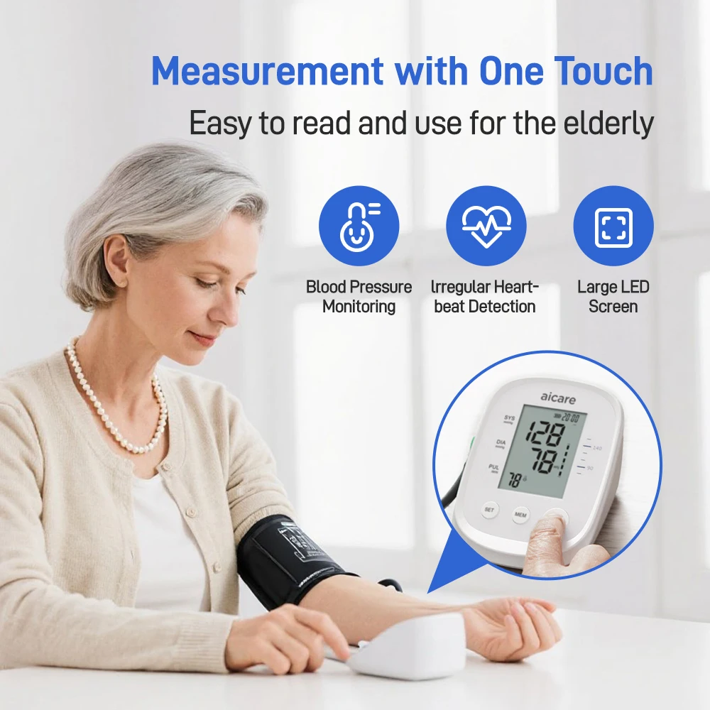 Automatic Digital Blood Pressure Monitor Medical Upper Arm 22-42cm Large Cuff Blood Pressure Meter for Home Use Health Care
