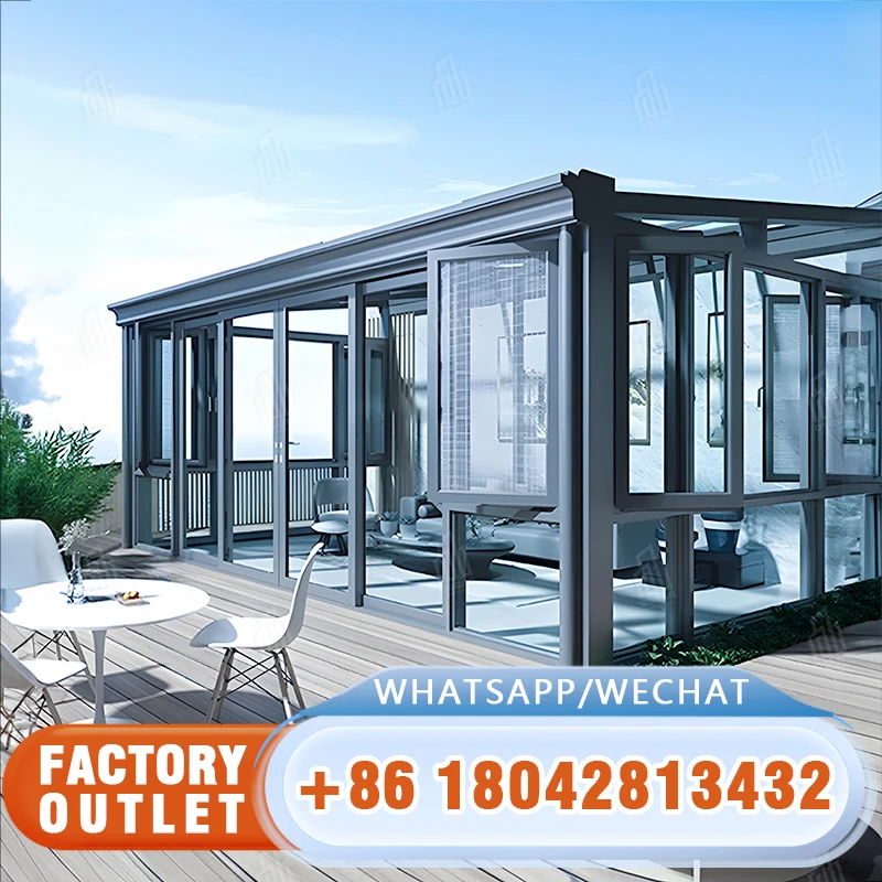 Modern Aluminum Alloy Garden Pavilion Backyard Outdoor Sunroom Gazebo with Electric Blinds & Bioclimatic Roof Factory Direct